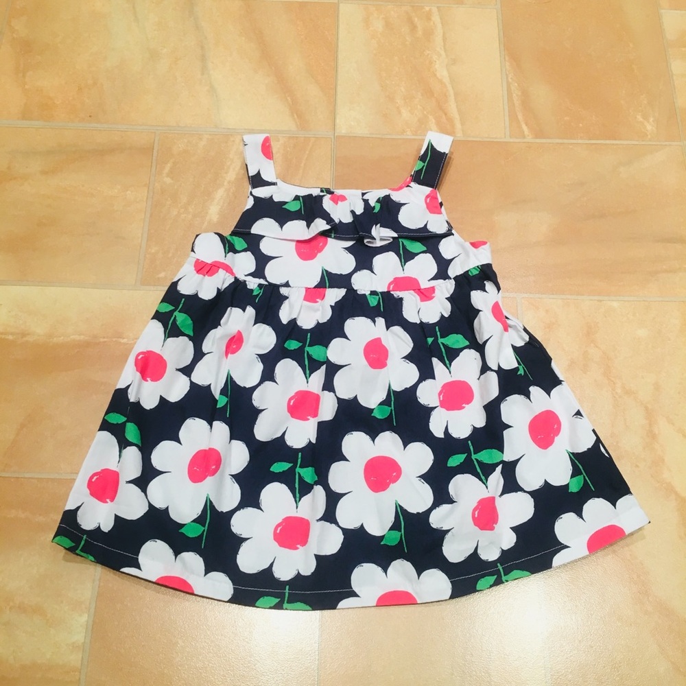NWT Gymboree Toddler Girls Dark Navy Blue & White Daisy Flower Floral Dress